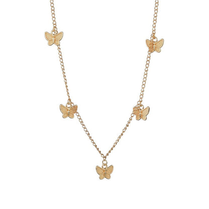 Accessories Simple Thin Chain Alloy Butterfly Pendant Necklace Female Clavicle Chain Jewelry