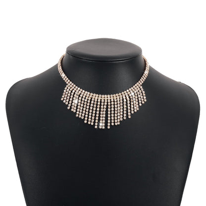 N1553 Claw Chain Tassel Necklace Night Shining Rhinestone Geometric Necklace Exaggerated Vintage Necklace