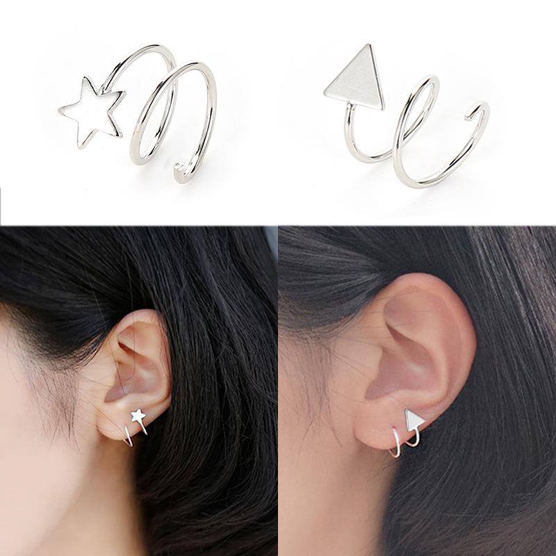 Silver Star Love Rotating Earrings Simple Personality Sexy Temperament Design Sense Earrings Female Internet Celebrity Earrings