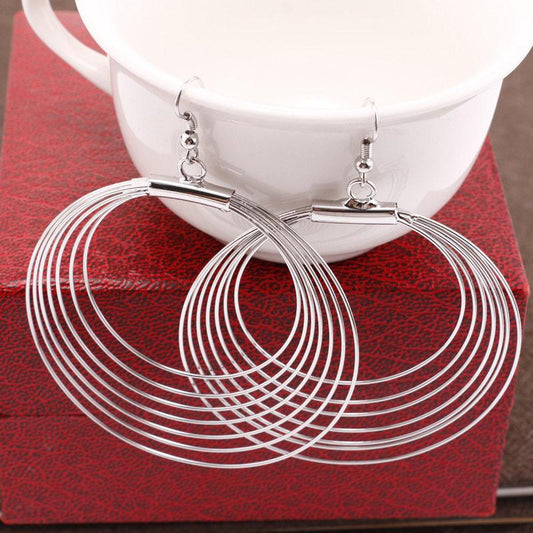 Jewelry exaggerated fashion metal ring buckle multi-layer hoop earrings night trend earrings