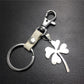 Four Leaf Lucky Flower Titanium Steel Pendant Leather Keychain Pendant Accessories