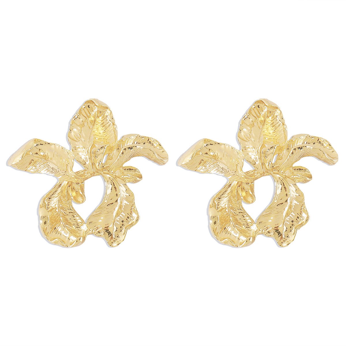 E1863 Irregular Simple Metal Flower Earrings Temperament Elegant Literary Retro Design Earrings