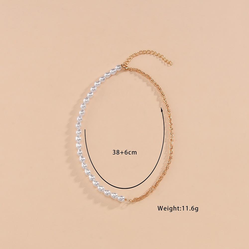 Fashion Asymmetric Twist Chain Clavicle Chain Necklace Shaped Imitation Pearl Necklace Accessories