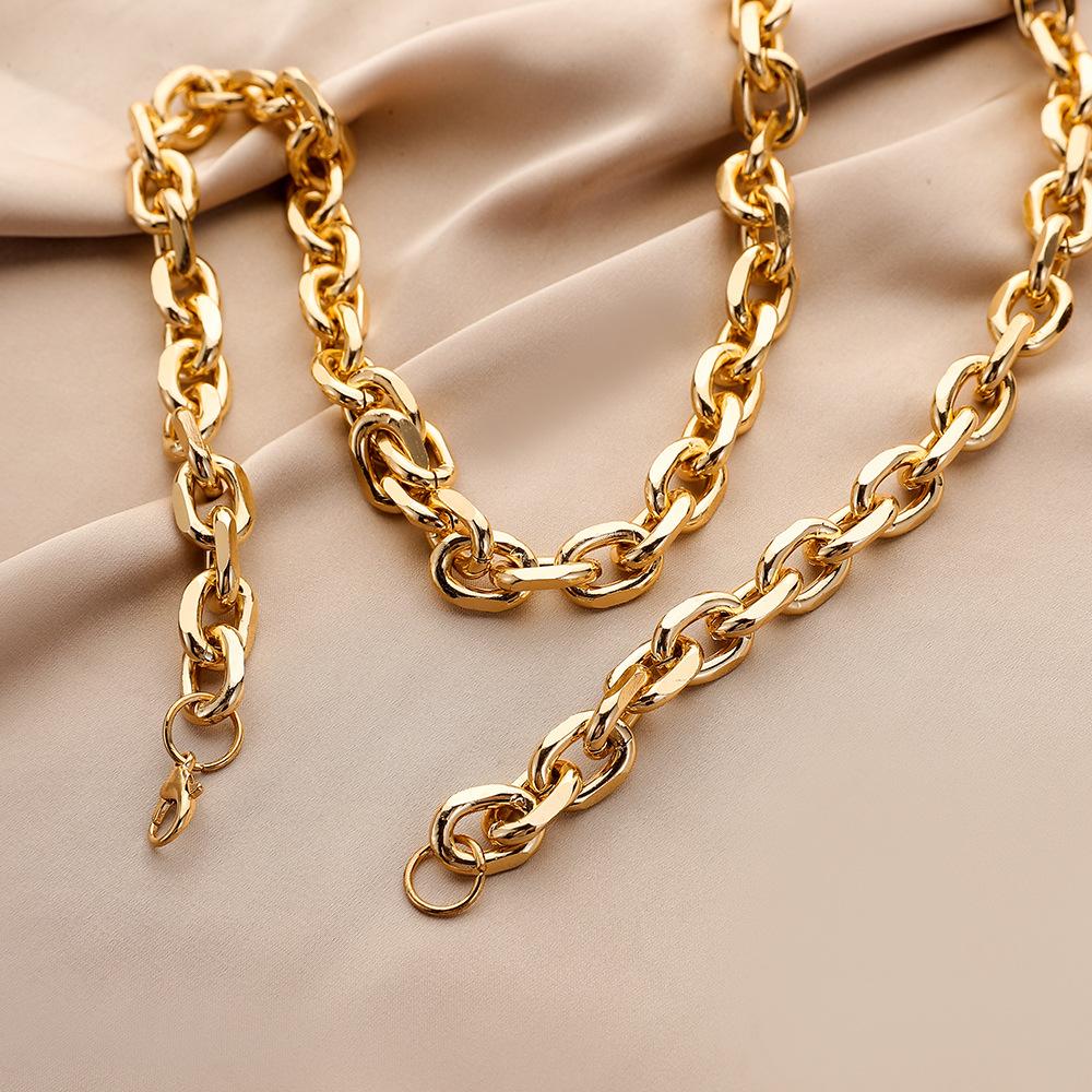 Trendy men's golden grinding cross chain aluminum chain simple temperament exaggerated punk necklace