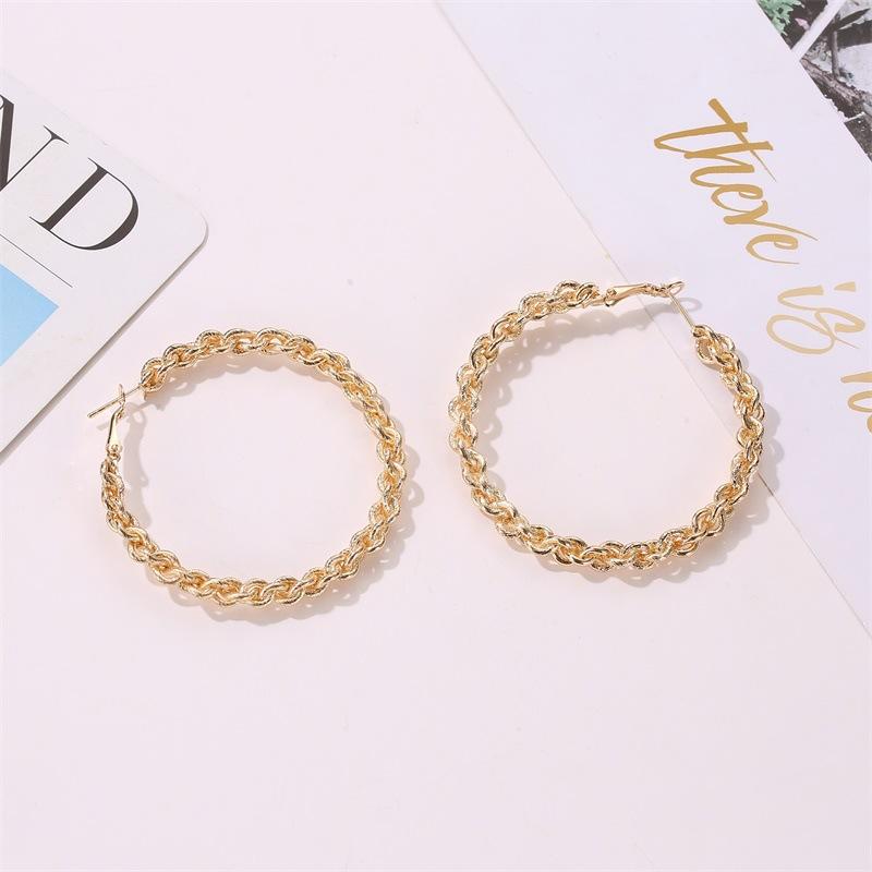 Earrings Exaggerated Large Circle Twist Earrings Creative Braided Design Alloy Stud Earrings