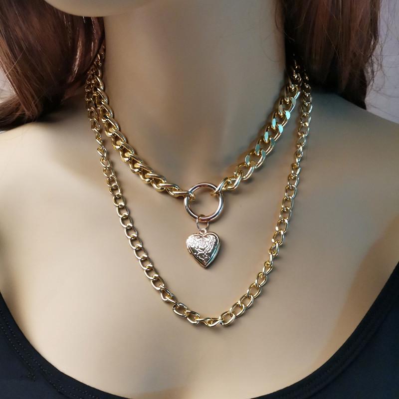 Jewelry Heart Openable Pendant Necklace Retro Creative Ring Multilayer Necklace Female