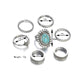 Vintage Ethnic Turquoise Ring Fashion Alloy Multi-Piece Knuckle Ring Finger Ring Accessories