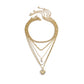 Jewelry personality heart-shaped three-dimensional eyes pendant necklace female simple full diamond moon chain necklace