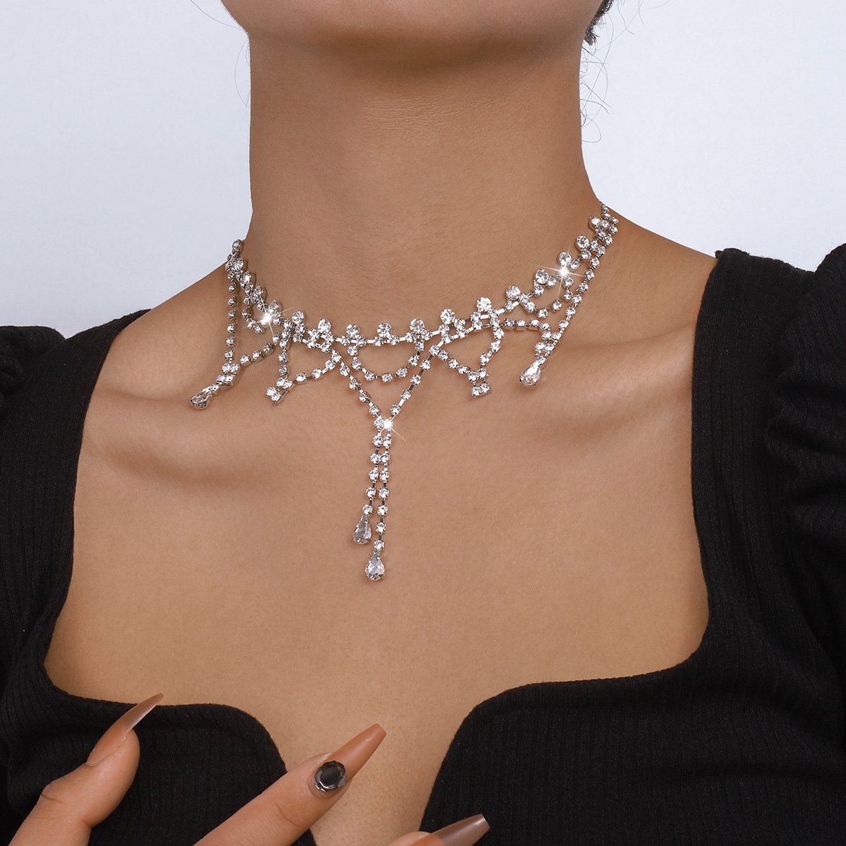 1454 Net Red Temperament Necklace Claw Chain Tassel Fashion Niche Necklace Exaggerated Personality Design Necklace