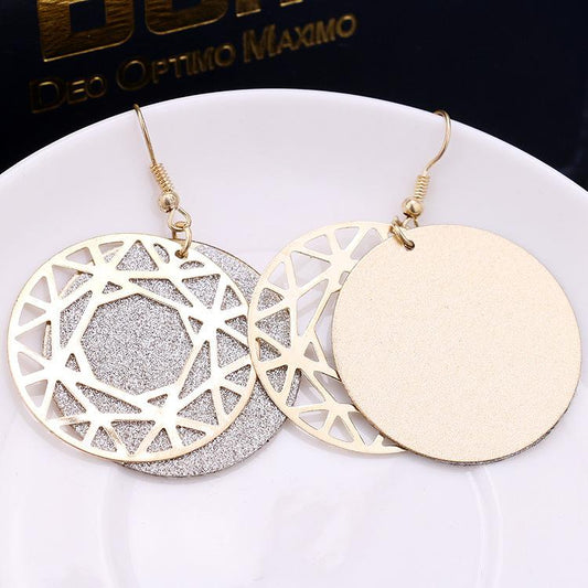 Personalized Luxury Versatile Frosted Earrings Disc Double Swing Earrings Dunhuang