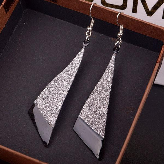 Simple and versatile women's long triangle frosted earrings casual earrings direct supply