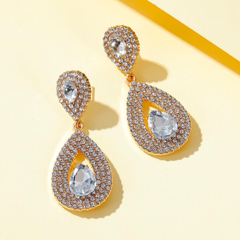 Full diamond atmospheric long earrings Goddess super flash zircon water drop earrings temperament crystal bridal earrings