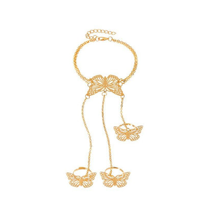 Personalized sweet hollow butterfly finger bracelet ins fashion ring bracelet integrated chain accessories