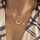 Jewelry stacked hot girl alloy portrait pendant creative star and moon letter tassel multi-layer necklace female