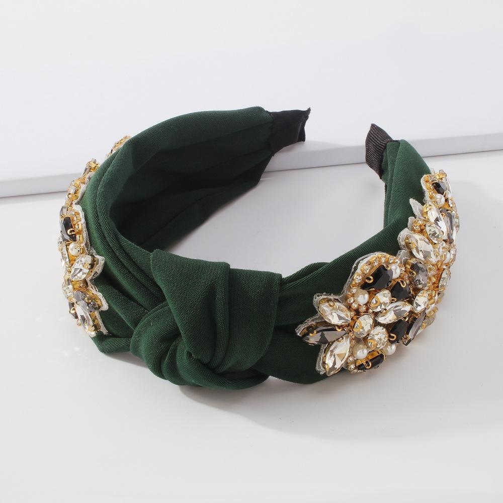F3919 Imitation pearl hair accessories baroque retro personality headband wide-brimmed geometric diamond headband women