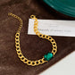 ins simple green square zircon bracelet fashion exaggerated personality emerald Cuban chain thick chain bracelet