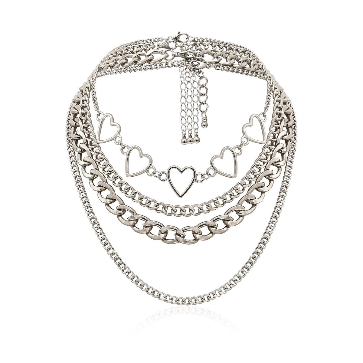Jewelry Hip Hop Punk Chain Multilayer Necklace Fashion Simple Peach Heart Chain Necklace Women