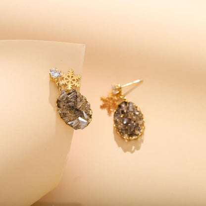 Fashionable natural geometric shape full diamond metal snowflake earrings earrings trendy diamond sexy earrings for women