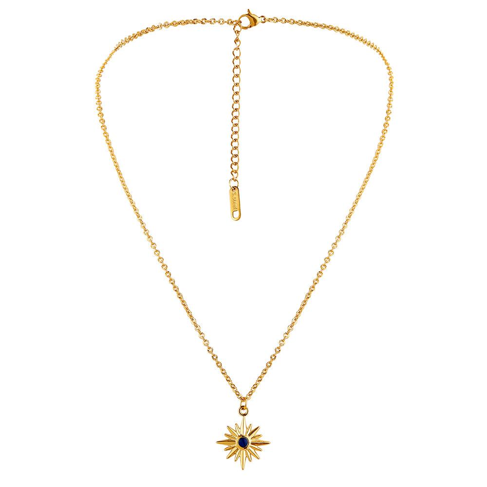 Classic Independent Design Ladies Stainless Steel Exquisite Retro Gold Double Drip Oil Star Choker Necklace