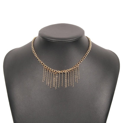 N9465 Jewelry Metal Texture Cool Necklace Hip Hop Creative Tassel Personality Necklace Female