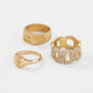 R422 trend jewelry personality simple diamond joint ring set geometric retro ring female