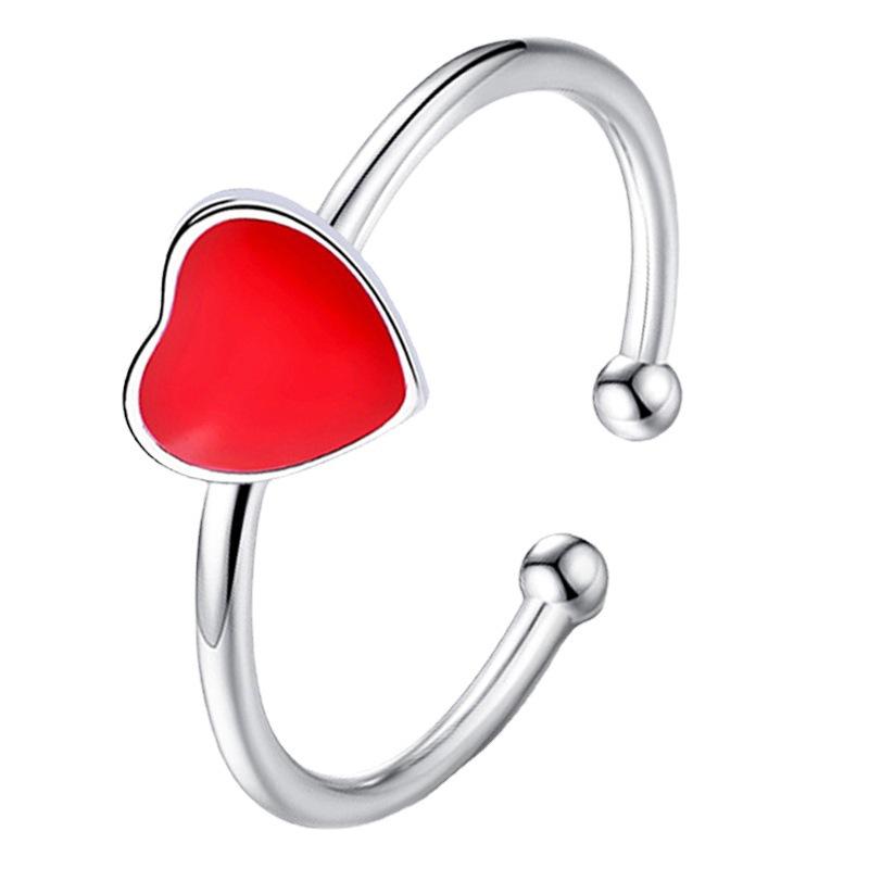 Fashion silver ring women's opening adjustable ring heart-shaped love red peach heart jewelry