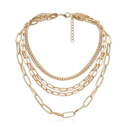 Jewelry hip-hop punk trend cross chain necklace simple multi-layer chain combination necklace female