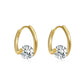 ins emerald zircon earrings French light luxury niche design rotating geometric ear buckle net red earrings trend