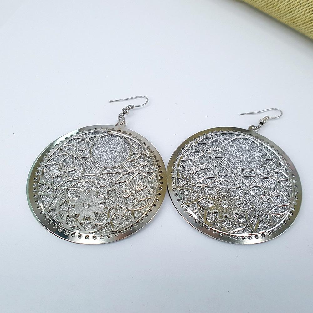 Round Double Hollow Frosted Earrings Earrings Alloy Earhooks Fashion Creative Earrings