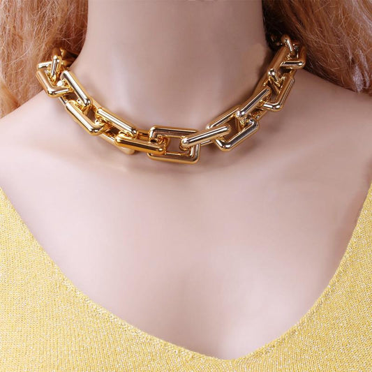 Jewelry Fashion Hip Hop Simple UV Color Retaining Necklace Personality Square Cross Chain Retro Necklace