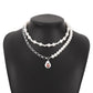 N1115 Xiaoxiang Net Red Necklace Women's Mosaic Pearl Cute Drop Oil Necklace Atmospheric Elegant Geometric Necklace
