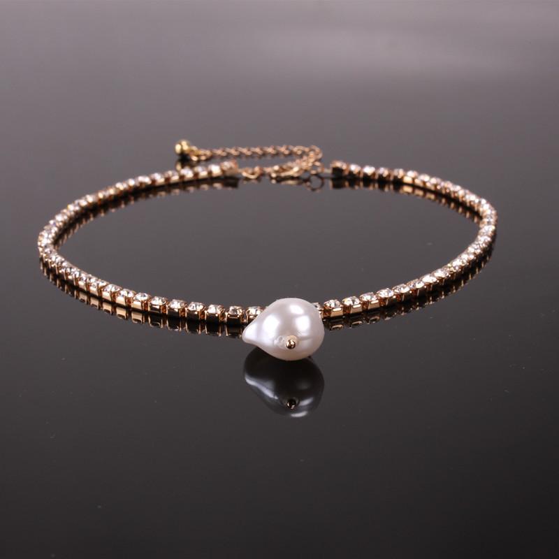 Jewelry simple cold diamond chain necklace fashion exaggerated special-shaped pearl pendant necklace