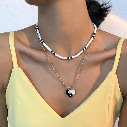 N8694 Jewelry Alloy Elegant Personality Heart Necklace Bohemian Fashion Simple Necklace
