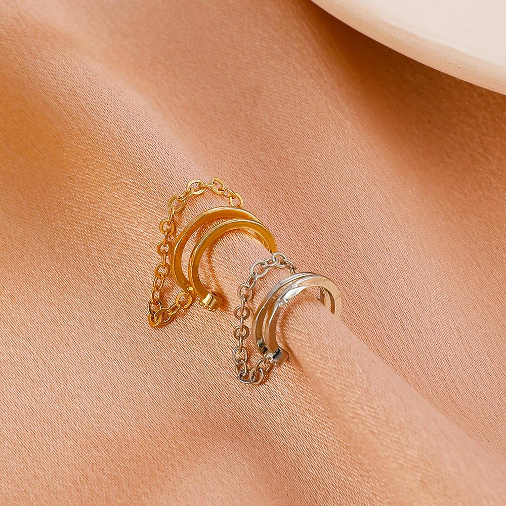 Small fresh metal chain ear clip single personality high-end retro hole-free earrings super fairy earrings for girls