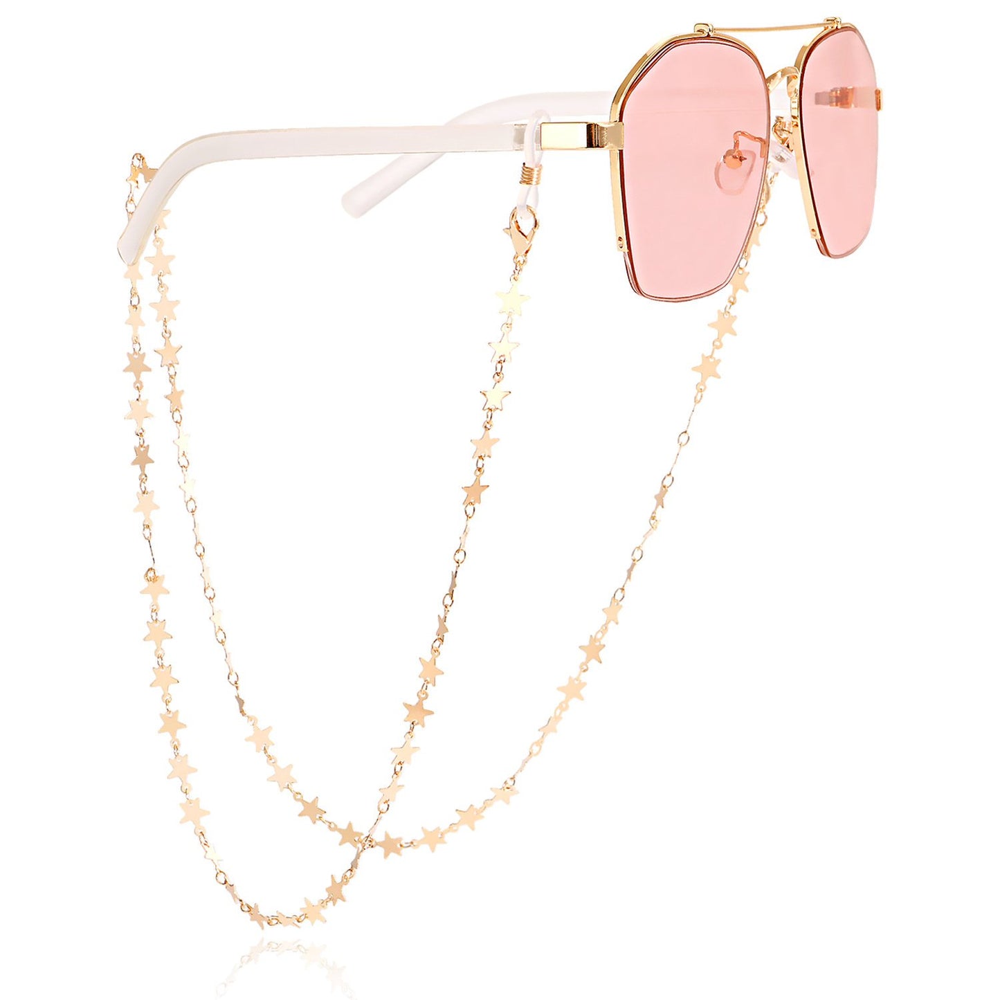 Mask hanging chain Glasses chain Pearl heart disc mask chain Peach heart metal glasses chain