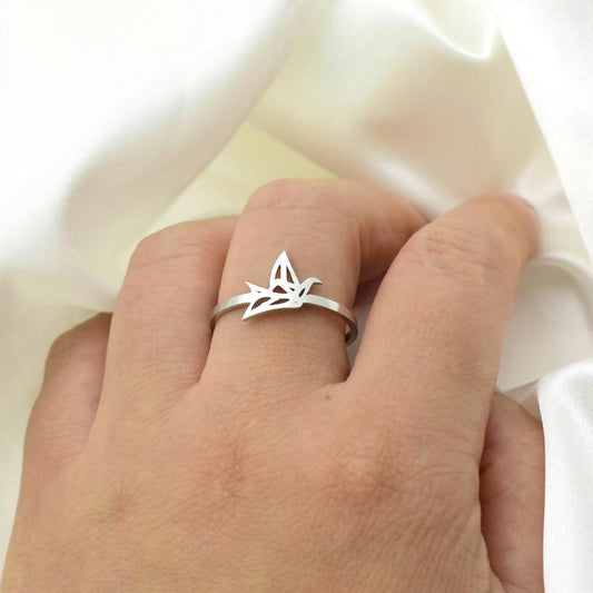 Creative Personality Thousand Paper Crane Ring Female Fashion Simple Peace Dove Ring Small Fresh Jewelry Opening Adjustable