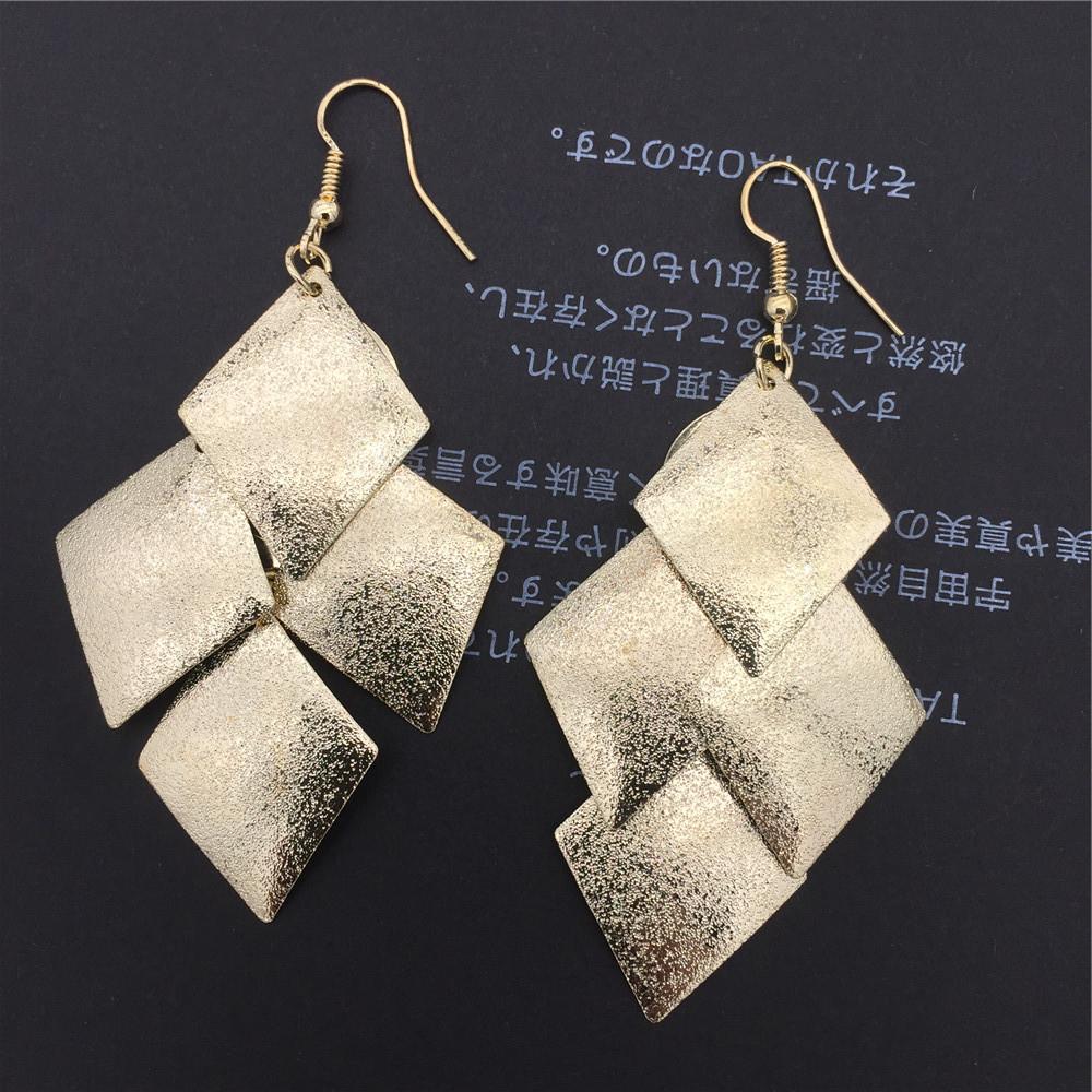 Indian Grid Jewelry Baroque Rhombus Four-leaf Tassel Earrings Earrings for Women