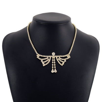 N1965 Geometric Creative Necklace Fashion Three-dimensional Butterfly Full Diamond Temperament Necklace Sweet Cool Fashion Necklace