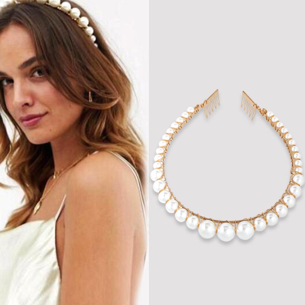 2F354 Magnesium Teague Temperament Headband Classic Versatile Personality Trend Pearl Hair Accessories