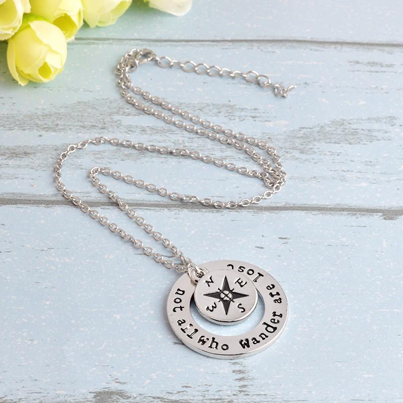 Explosive compass necklace compass letter handmade pendant necklace Wanderlust clavicle chain