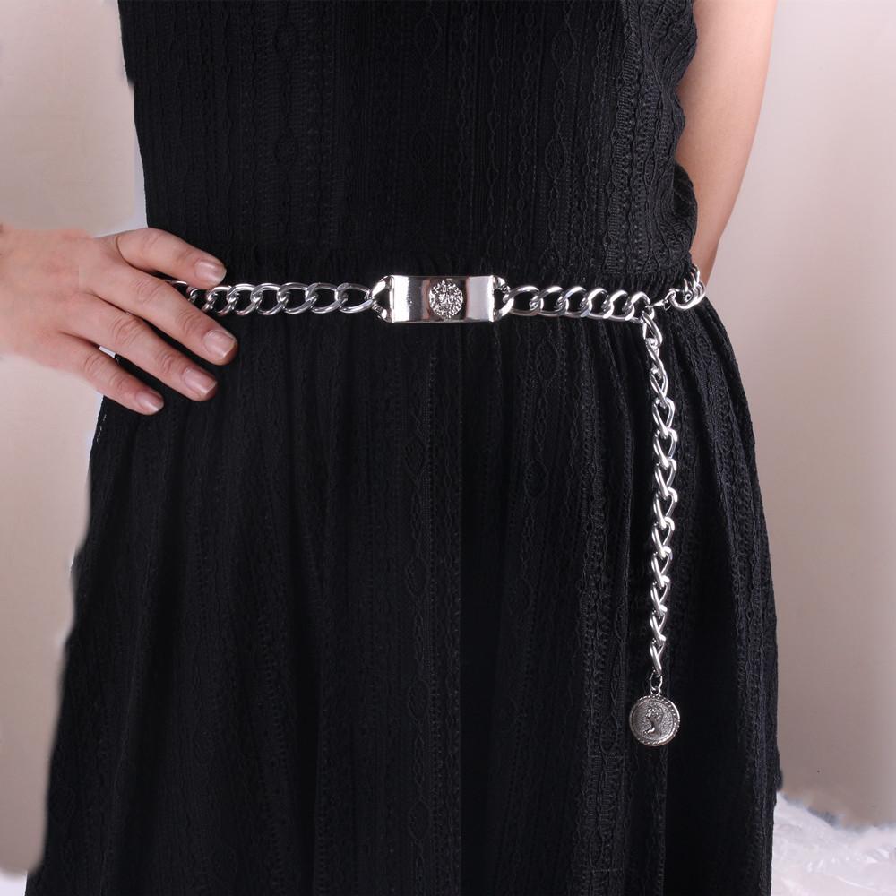 Fashion catwalk fashion skirt accessories lion head decorative belt metallic thick waist chain