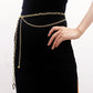 Jewelry double texture thick chain letter D pendant waist chain female ins dress body accessories
