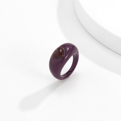 Jewelry Sweet Cool Macaron Peach Heart Ring Retro Simple Heart Shaped Acrylic Ring Bracelet