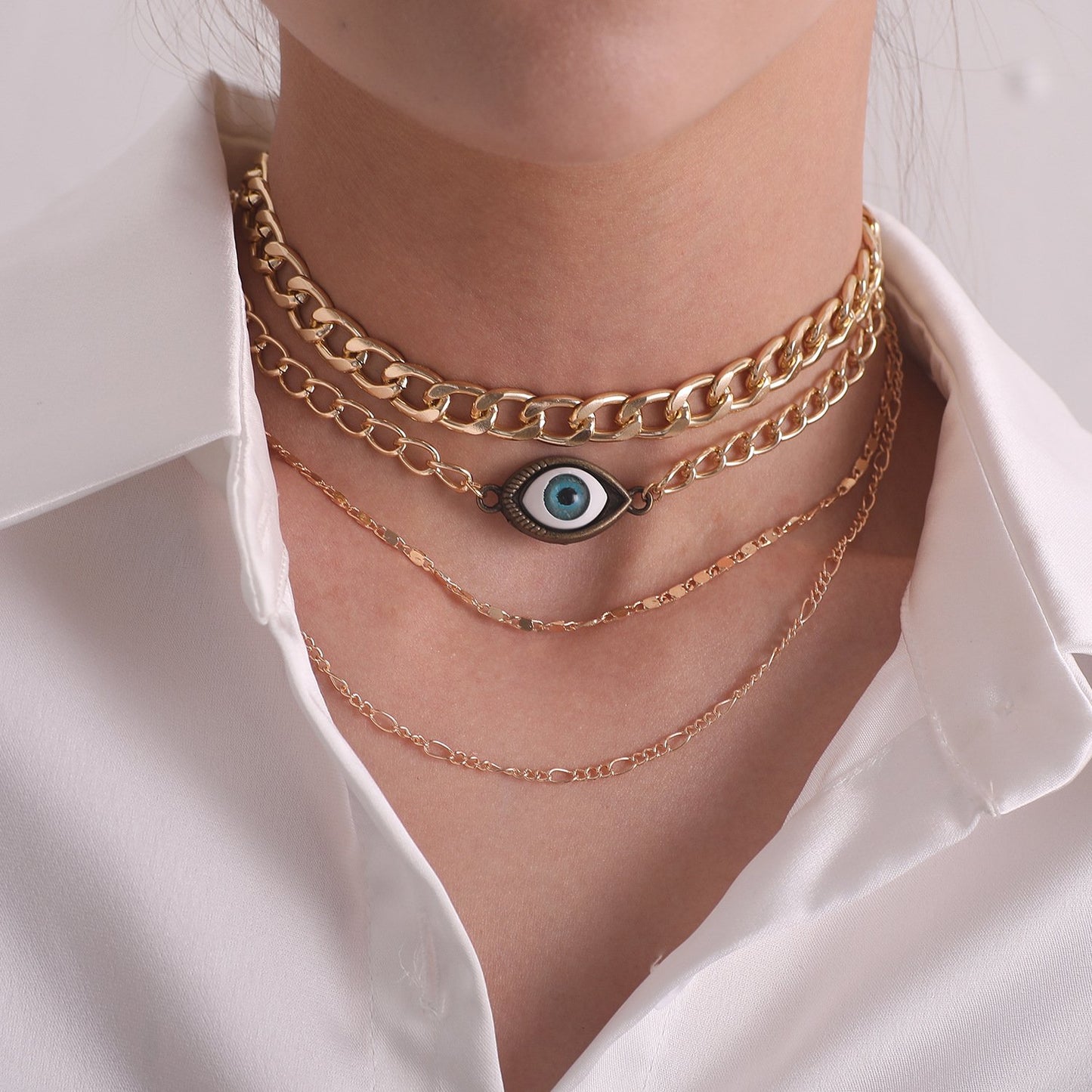Jewelry exaggerated alloy devil's eye pendant necklace female handmade fashion weight eye necklace