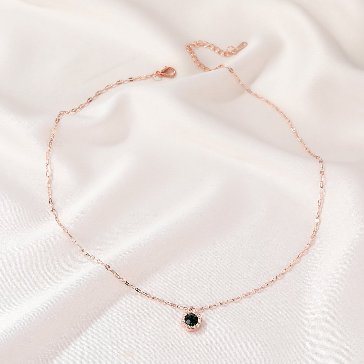ins Roman numeral color diamond necklace fashion personality temperament net red clavicle chain simple jewelry female