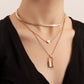 Jewelry Punk Multilayer Flat Snake Chain Padlock Love Pendant Necklace Women's Sweater Chain Advanced Sense Necklace