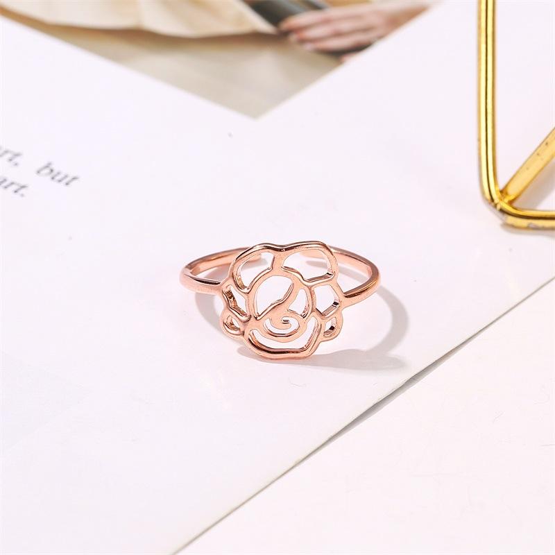 Fashion Jewelry Temperament Rose Gold Rose Ladies Ring Hollow Opening Single Ring