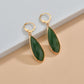 Retro Round Buckle Earrings Fashion Green Water Drop Resin Bezel Earrings Accessories