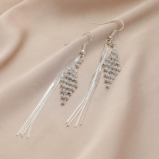 Personality simple temperament style full diamond tassel geometric earrings earrings earrings ear accessories for women