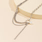 Jewelry Temperament Sweet Cool Cross Necklace Stitching Imitation Pearl Claw Chain Tassel Clavicle Necklace Female